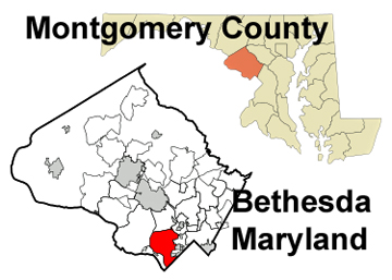 MD map showing location of Bethesda